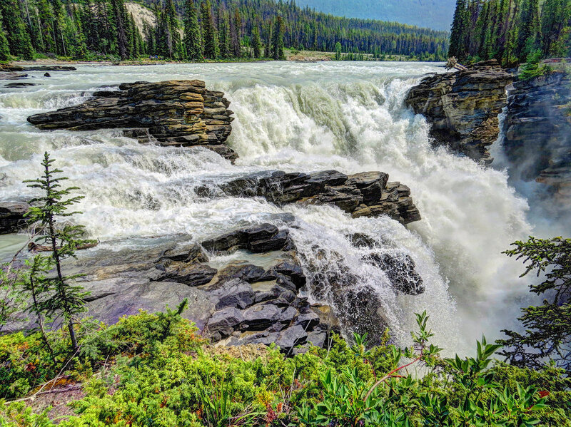 River Waterfall — Green, Dramatic, Afternoon, Photograph, Rocks