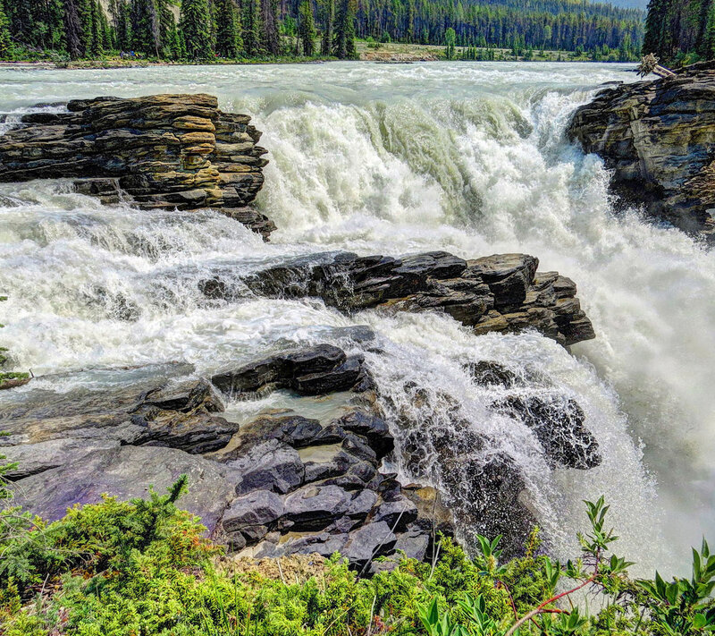 River Waterfall — Green, Dramatic, Afternoon, Photograph, Rocks, Trees