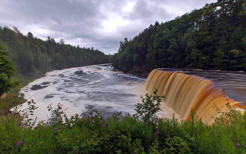 River Waterfall — Green, Dramatic, Afternoon, Photograph