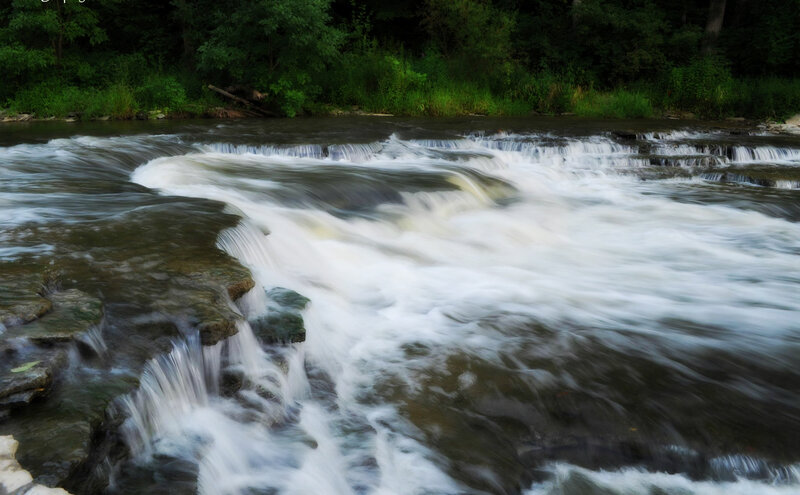 River Waterfall — Green, Serene, Afternoon, Photograph