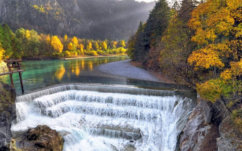 River Waterfall in Autumn