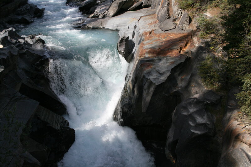 River Waterfall in Canyon — Blue