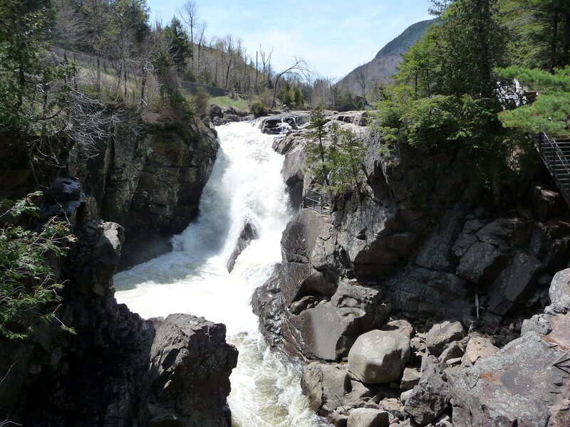River Waterfall in Canyon — Gray
