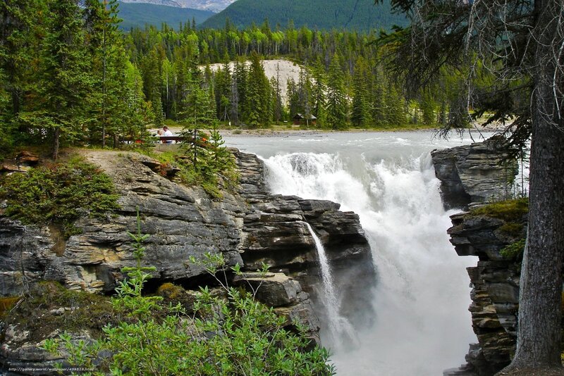 River Waterfall in Canyon — Green, Natural, Afternoon