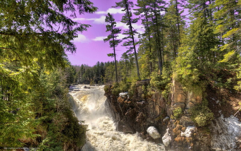 River Waterfall in Forest — Green, Dramatic, Afternoon, Photograph, Trees, Rocks