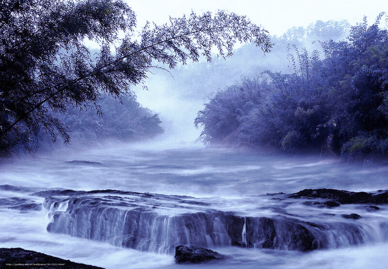 River Waterfall in Mist