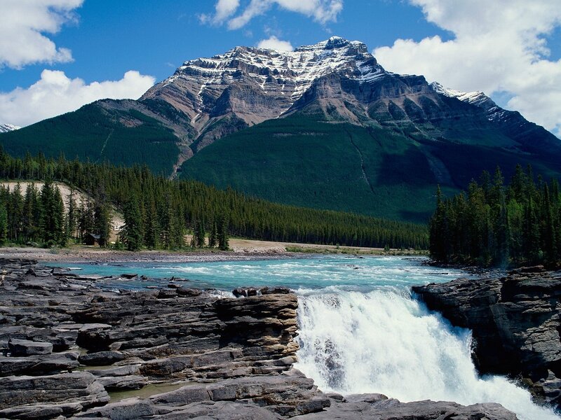 River Waterfall in Mountains — Blue, Dramatic, Afternoon