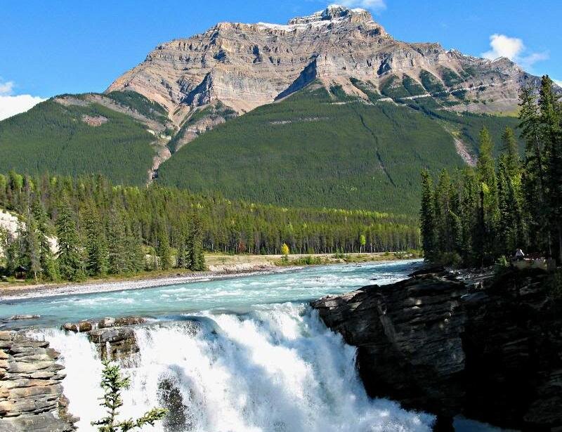 River Waterfall in Mountains — Blue, Serene, Afternoon