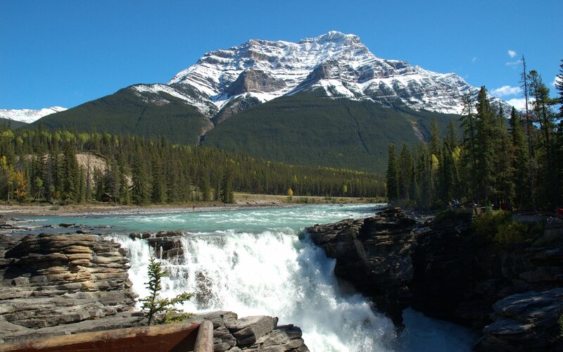 River Waterfall in Mountains — Blue