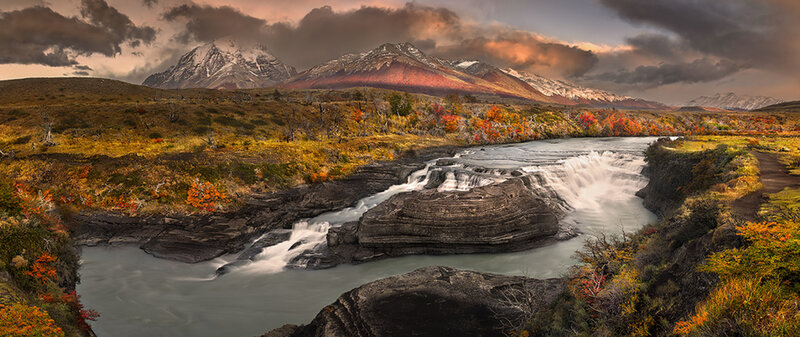 River Waterfall in Mountains — Brown