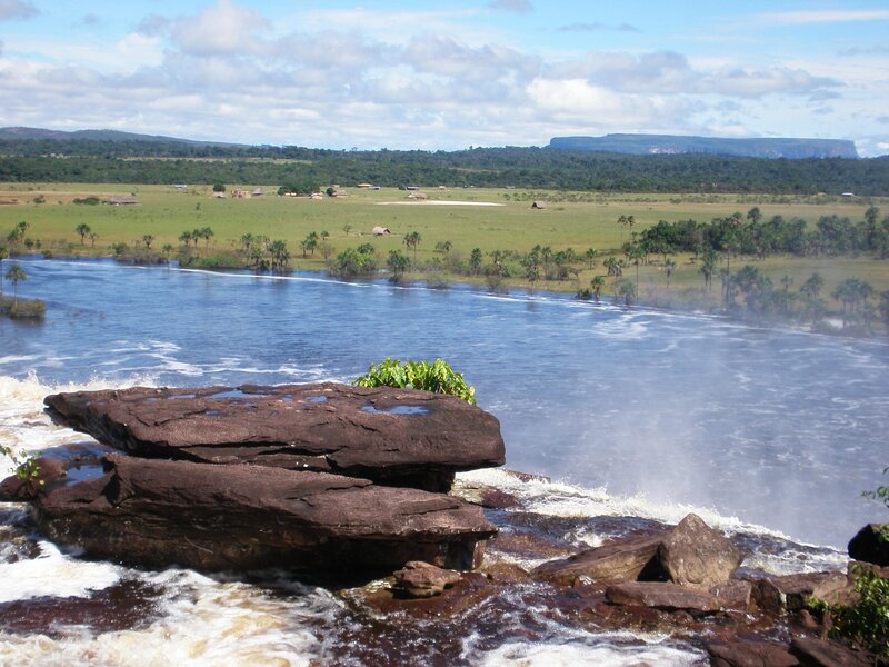 River waterfall in savanna