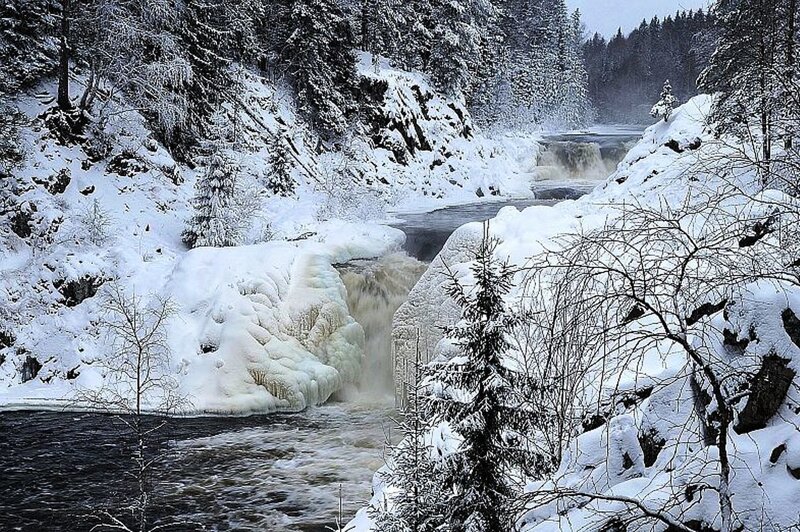 River Waterfall in Snow