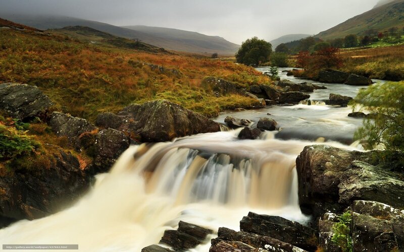 River Waterfall in Valley