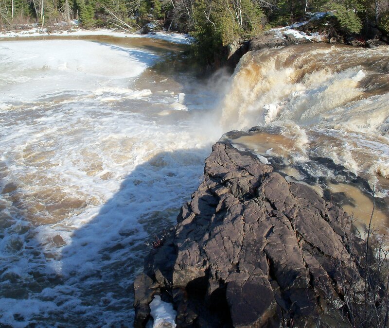 River Waterfall in Winter — Brown, Dramatic