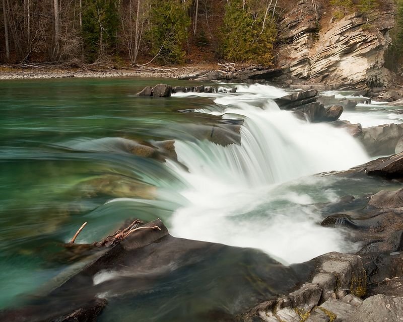 River Waterfall over Rocks — Green
