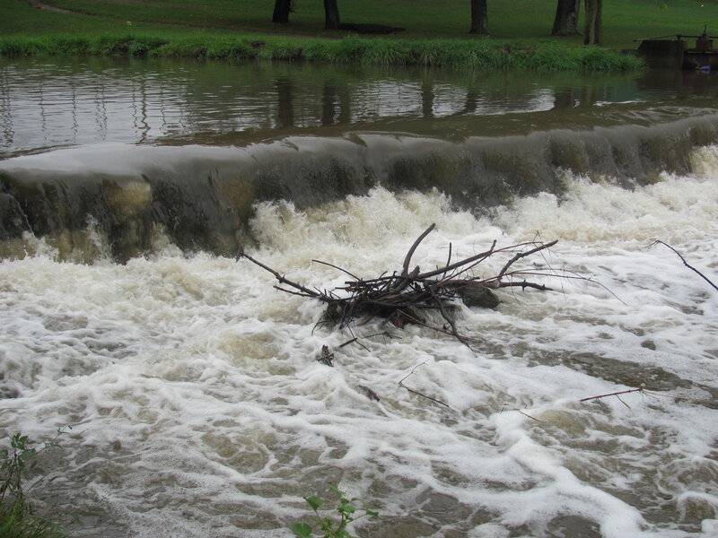 River Waterfall with Debris