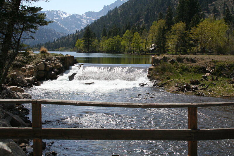 River waterfall with mountain view