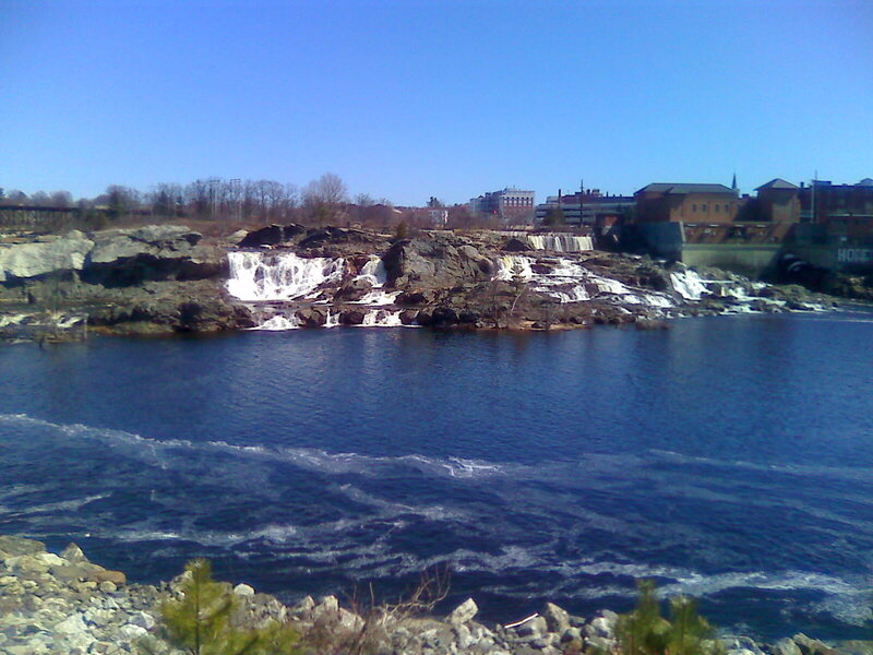 River Waterfalls and City