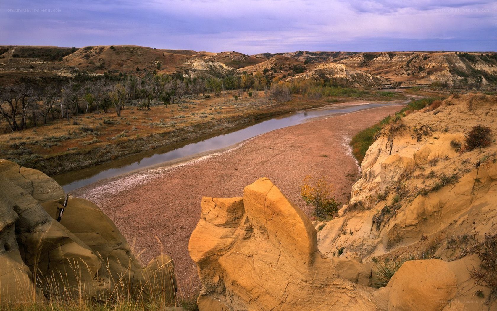 River winding through badlands
