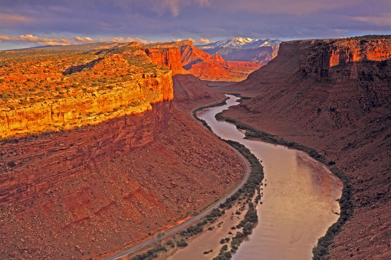 river winding through canyon