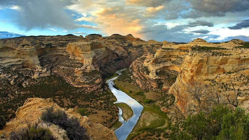 river winding through canyon