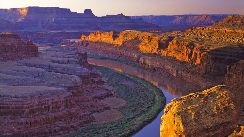 river winding through canyon