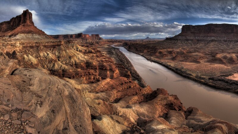 river winding through canyon