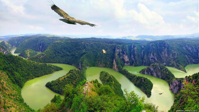 River winding through canyon