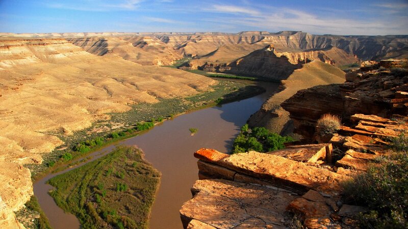 River winding through canyon