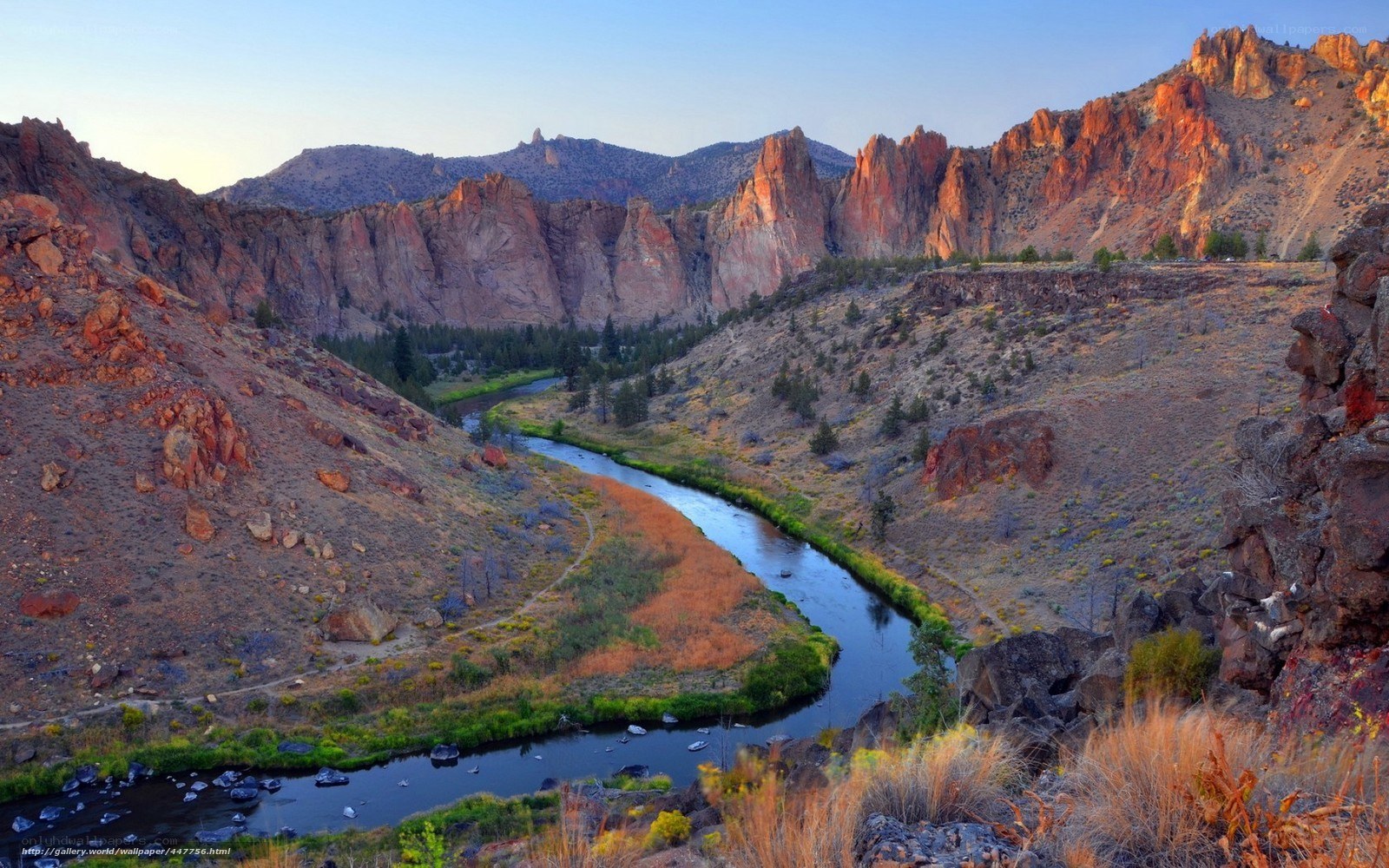 river winding through canyon