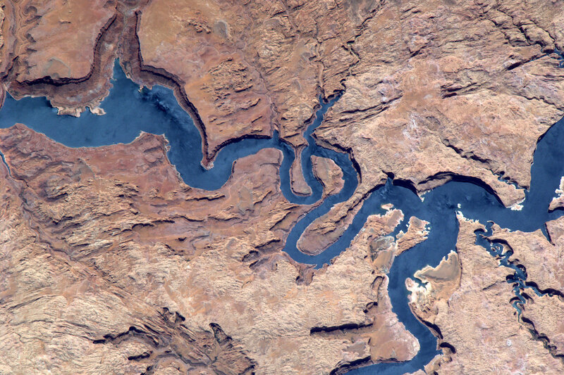 River Winding Through Canyon — Brown, Arid