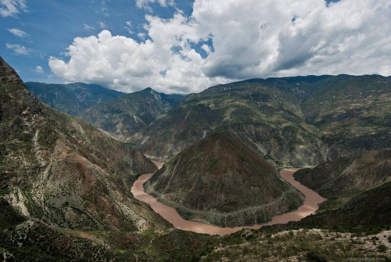 River Winding Through Canyon — Brown, Dramatic, Afternoon, Photograph