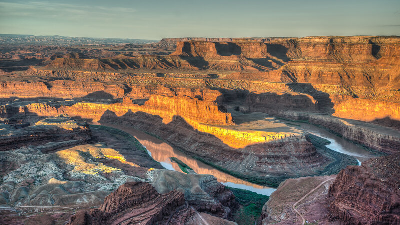 River Winding Through Canyon — Orange, Dramatic