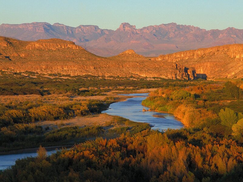 River winding through desert canyon