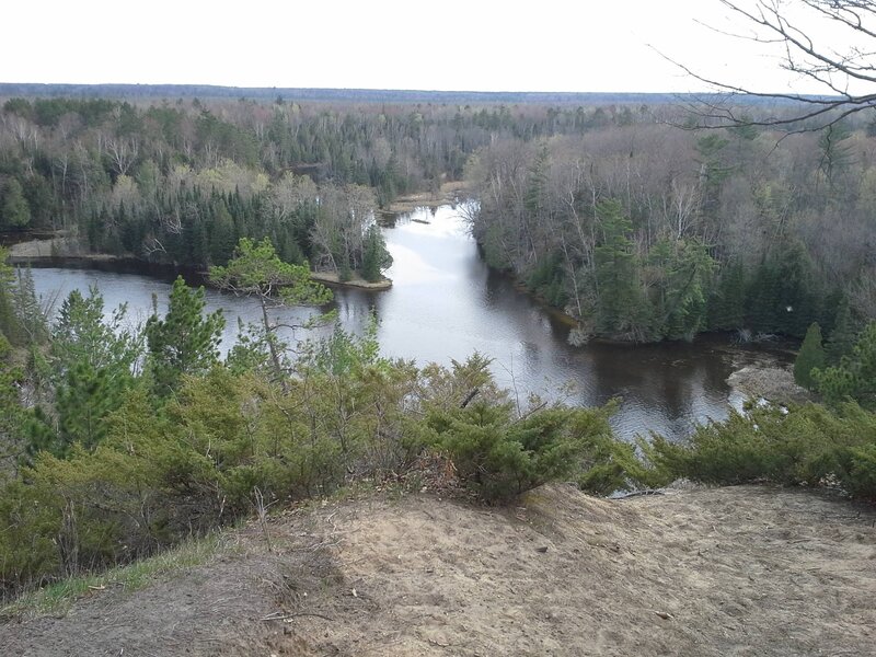 River Winding Through Forest — Green, Serene, Spring
