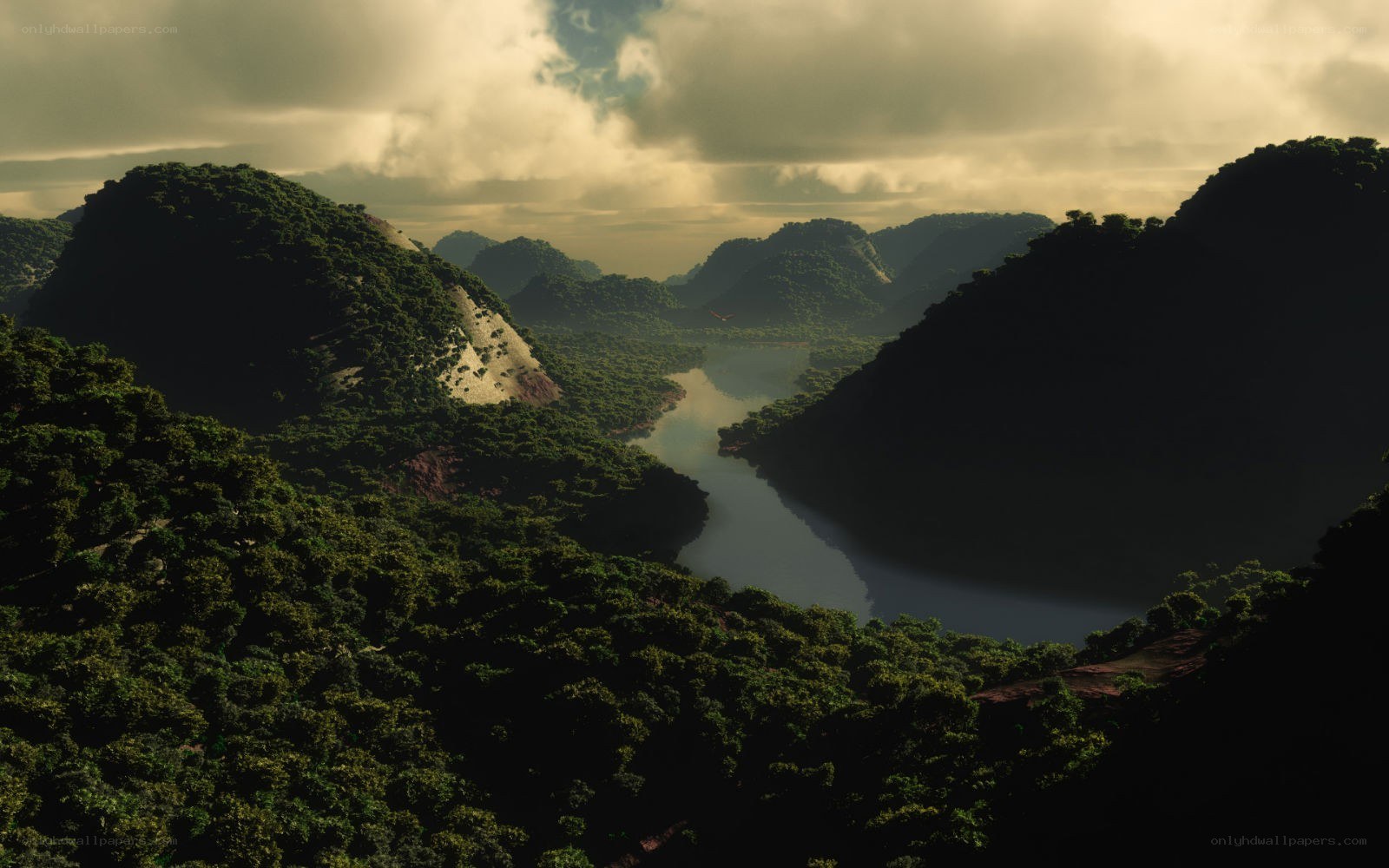 River winding through forested hills