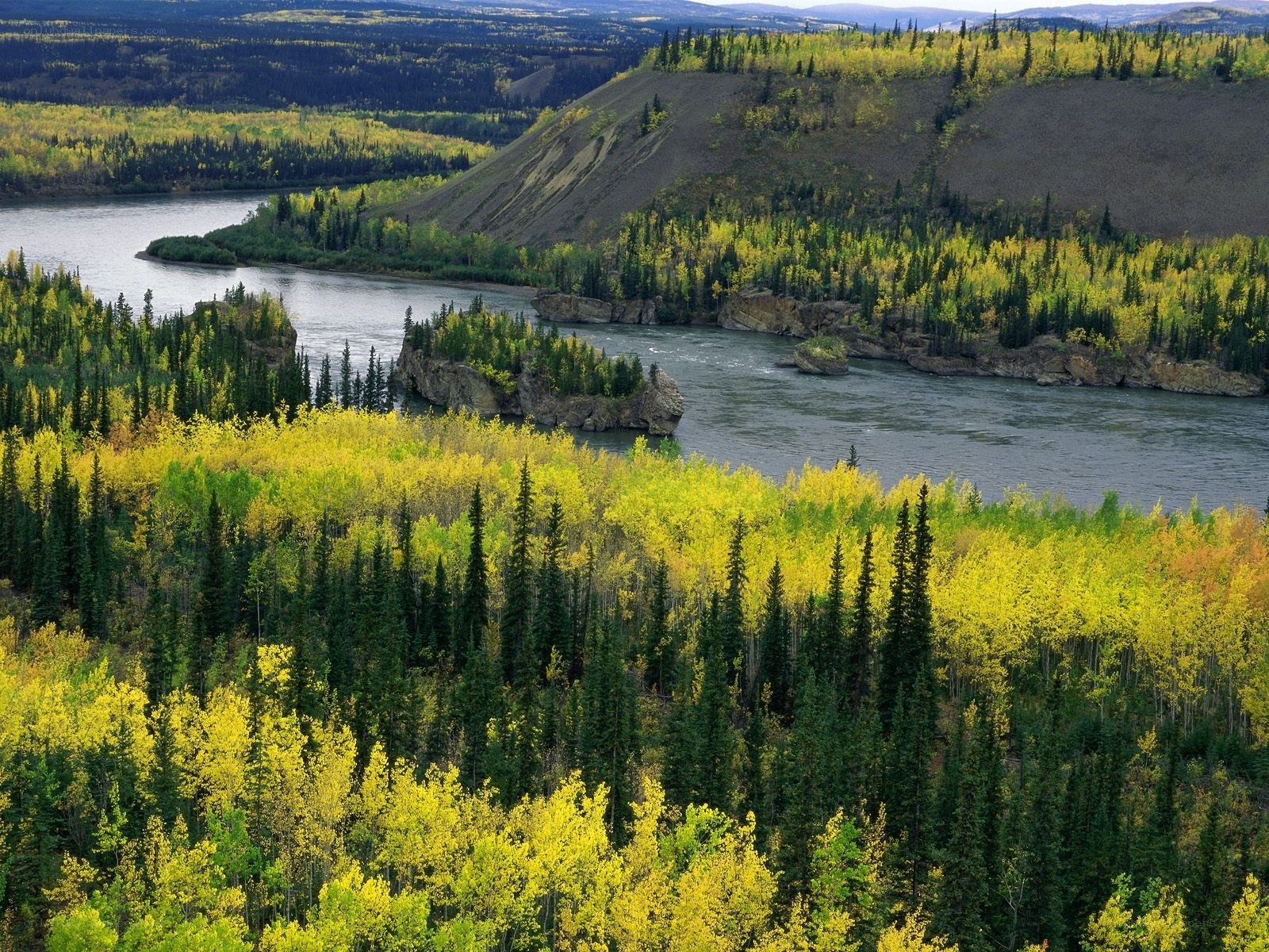 River winding through forested hills