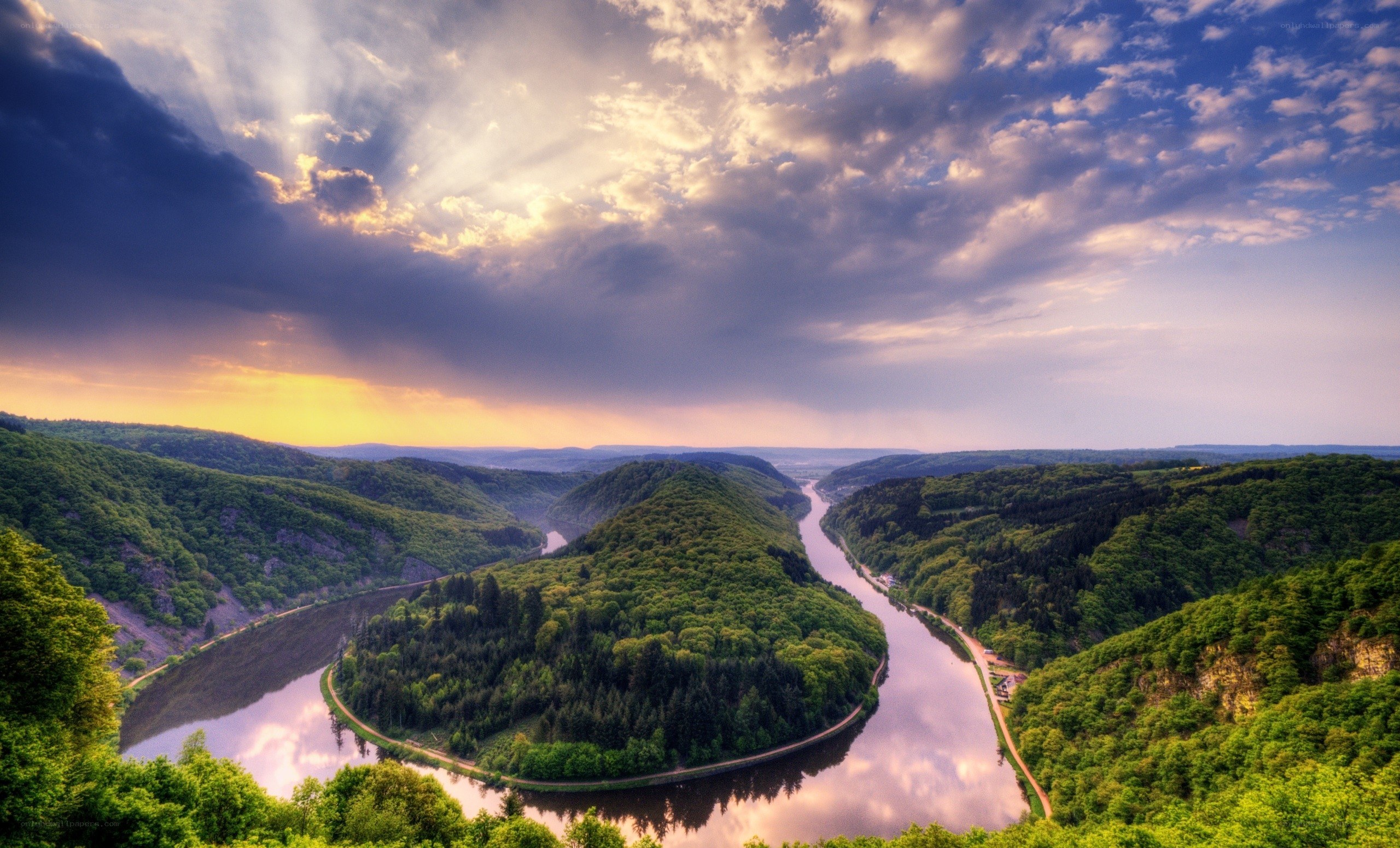 River winding through forested valley