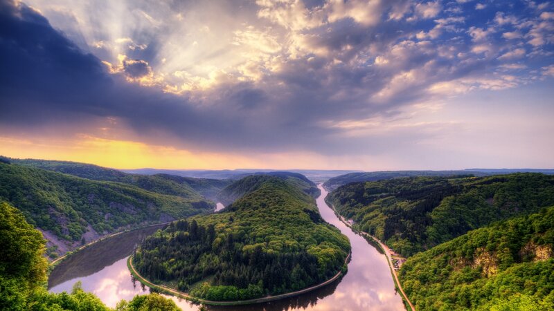 River winding through forested valley