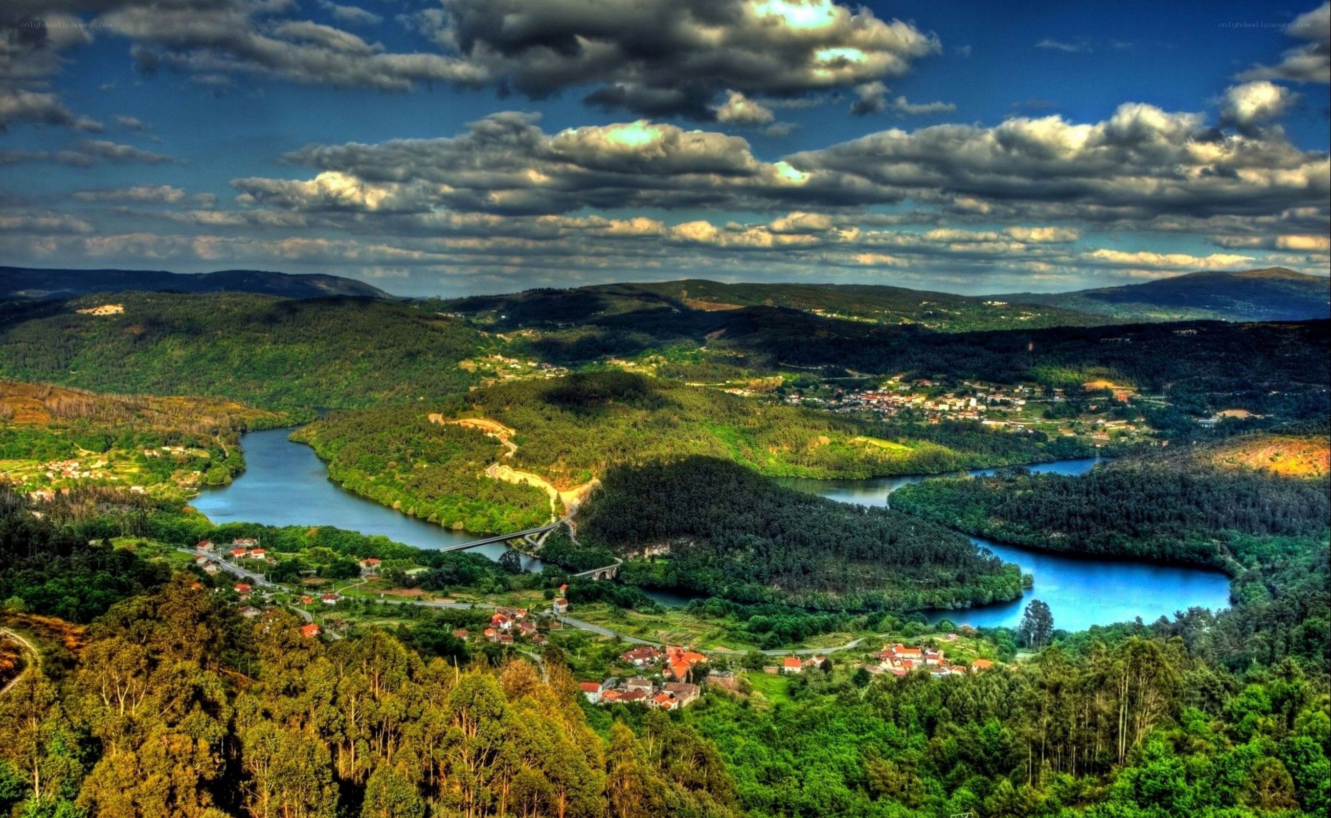 River winding through green hills