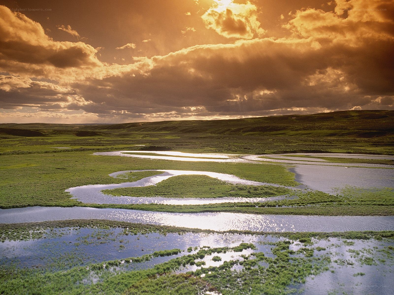 River winding through green plains