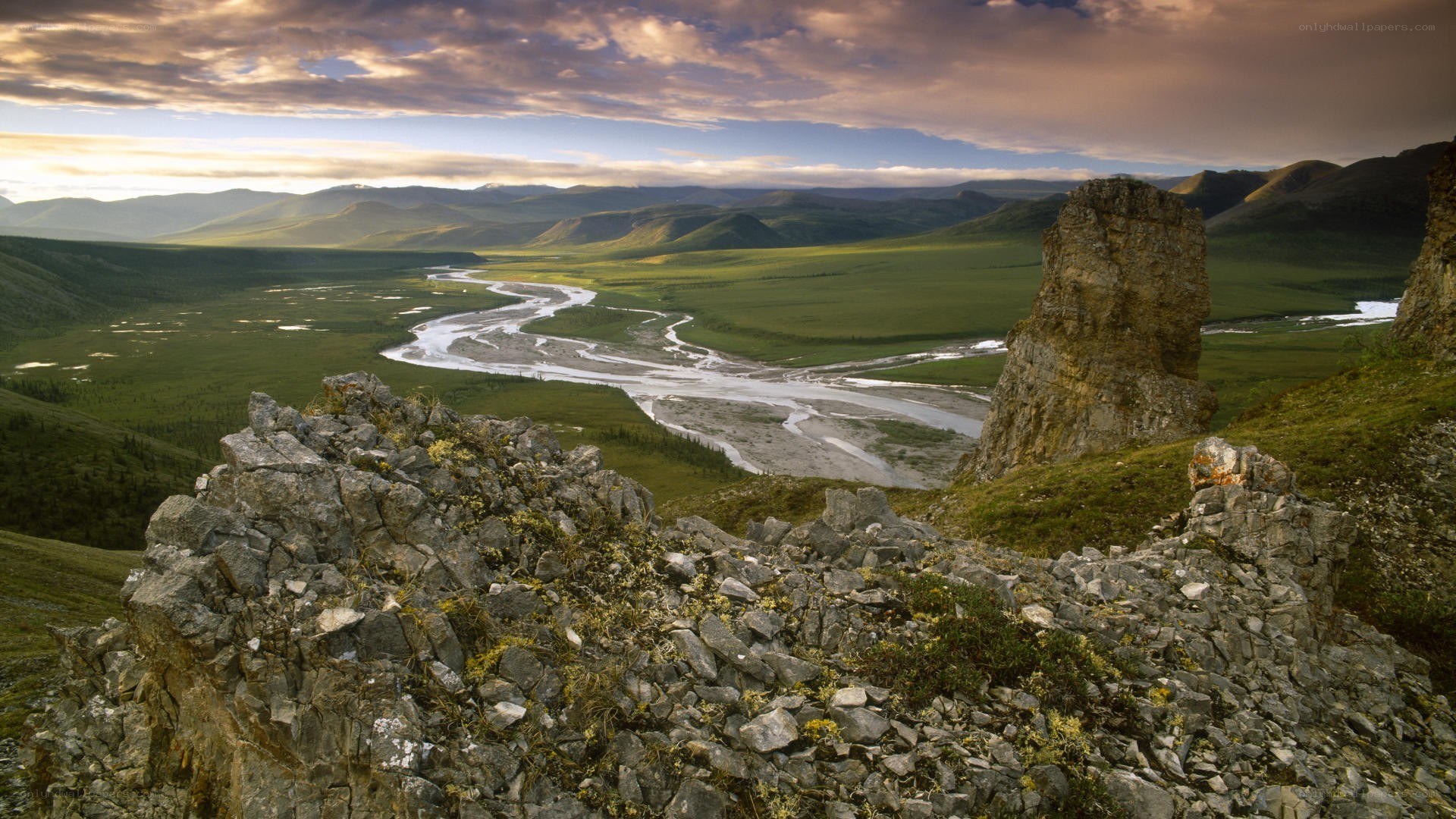 River winding through green valley