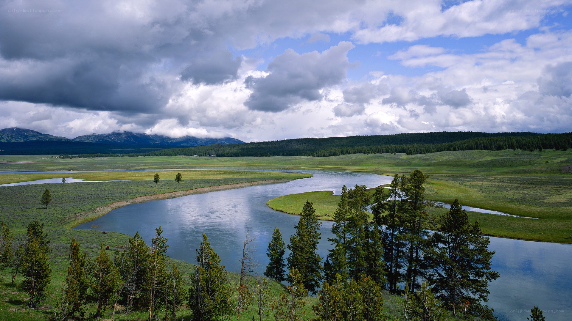 River winding through green valley