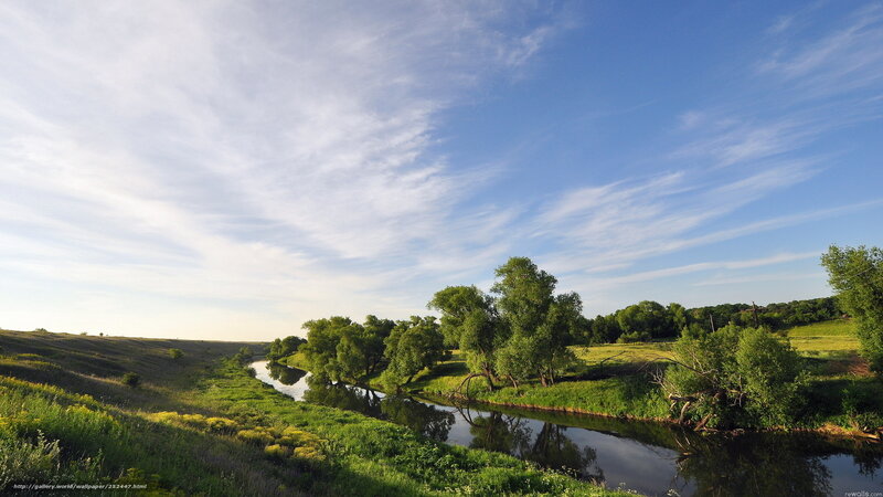 River Winding Through Meadow — Green
