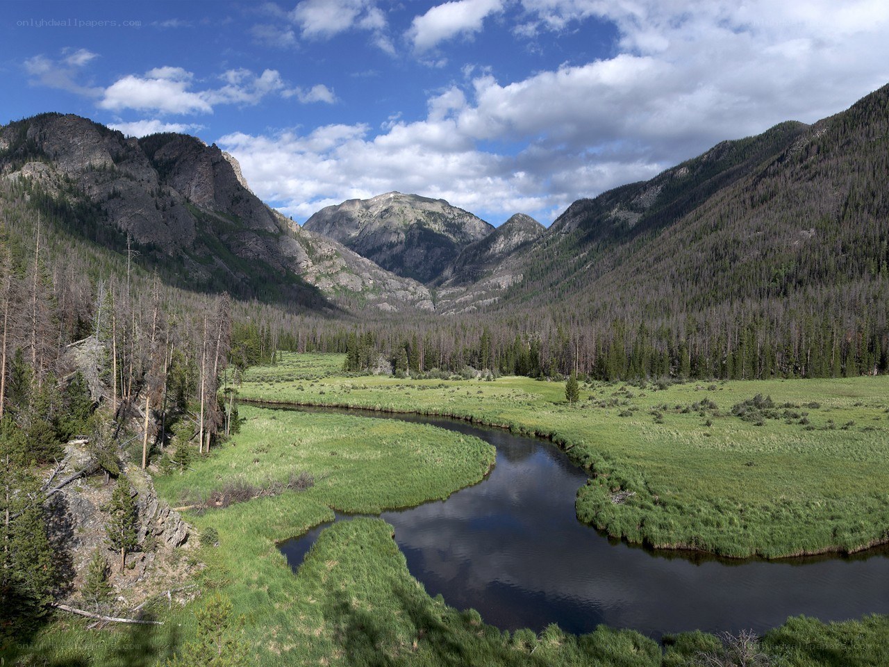 river winding through mountain valley