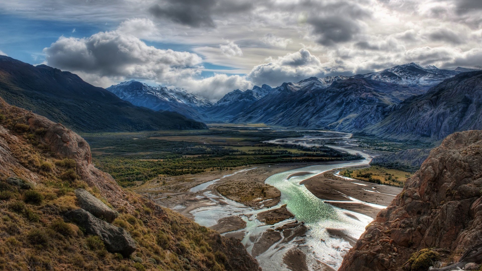 river winding through mountain valley
