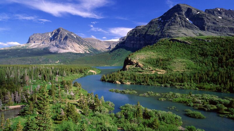 river winding through mountain valley