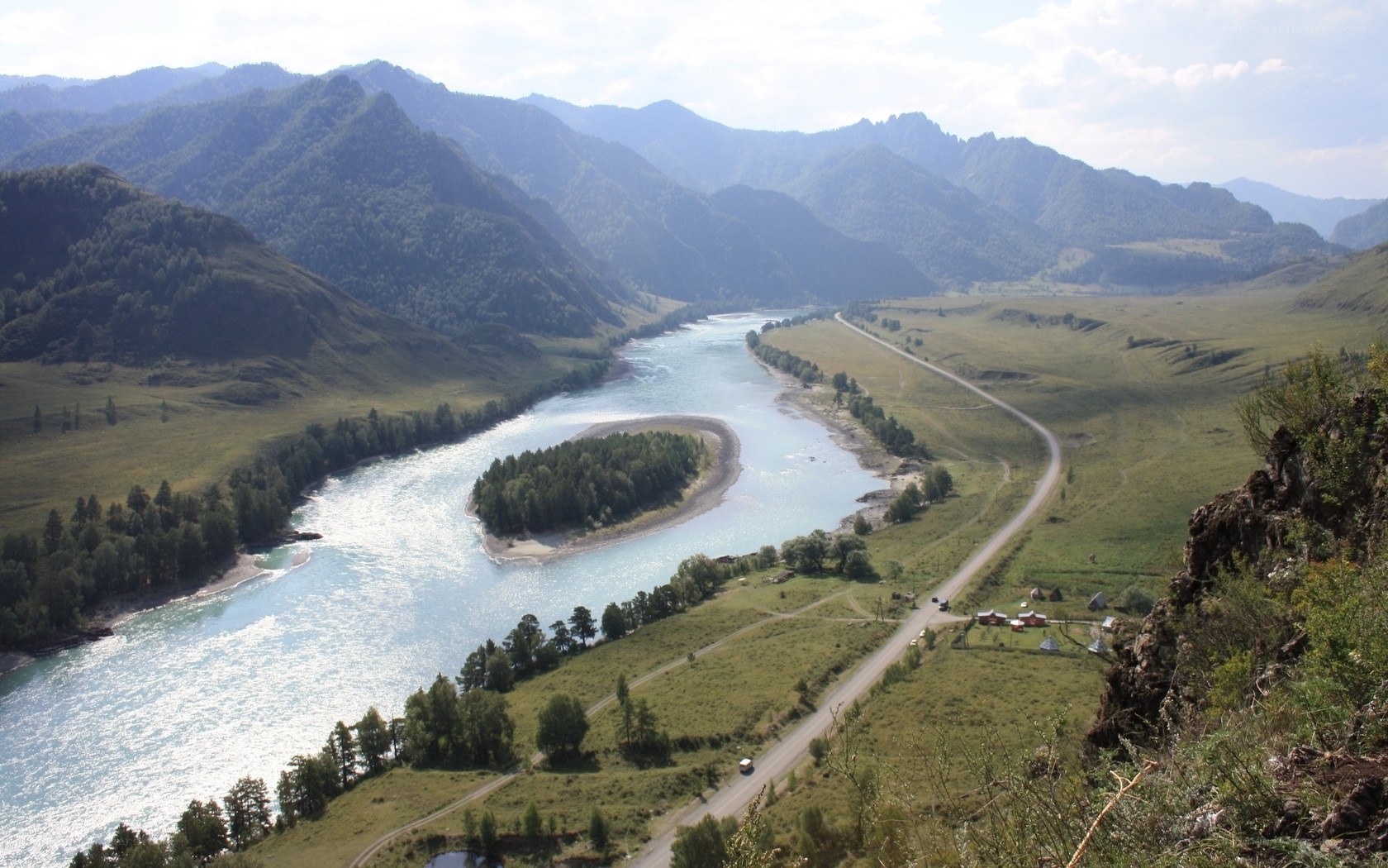 river winding through mountain valley
