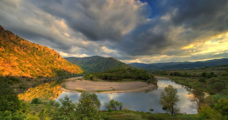 River winding through mountain valley
