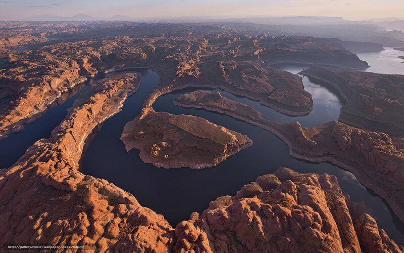 River winding through red rock canyon
